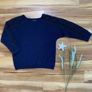 J. Crew Wool Blend Lace Sleeve Sweater, XS